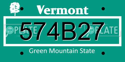 574B27 Vermont License Plate