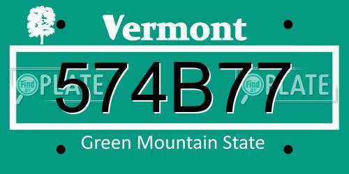 574B77 Vermont License Plate