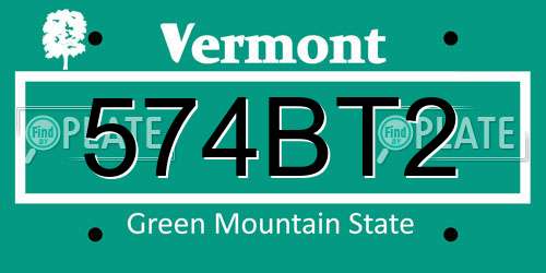 574BT2 Vermont License Plate