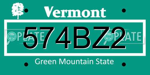 574BZ2 Vermont License Plate