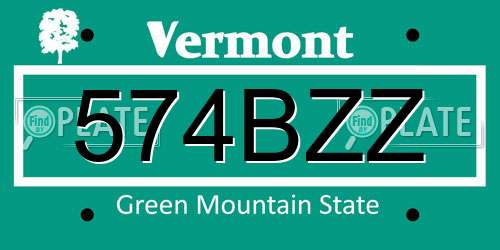 574BZZ Vermont License Plate