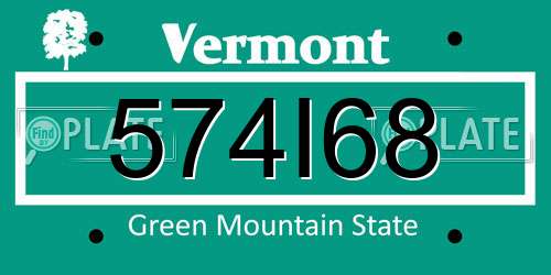 574I68 Vermont License Plate