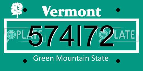 574I72 Vermont License Plate