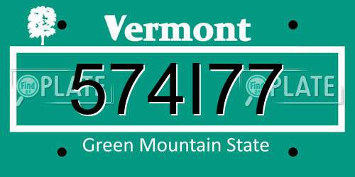 574I77 Vermont License Plate