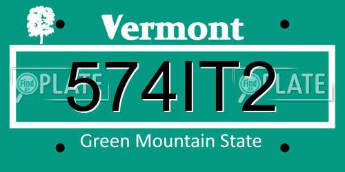 574IT2 Vermont License Plate