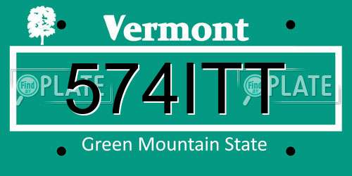 574ITT Vermont License Plate