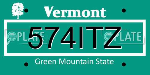 574ITZ Vermont License Plate