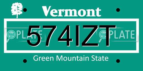 574IZT Vermont License Plate