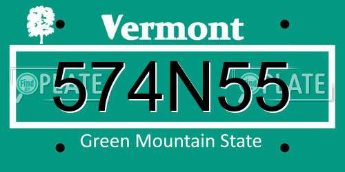 574N55 Vermont License Plate