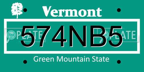 574NB5 Vermont License Plate