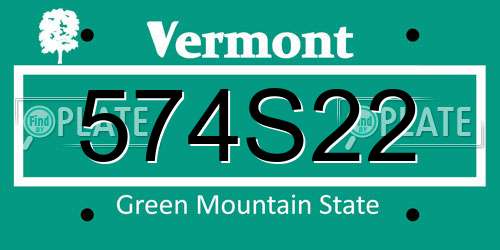 574S22 Vermont License Plate