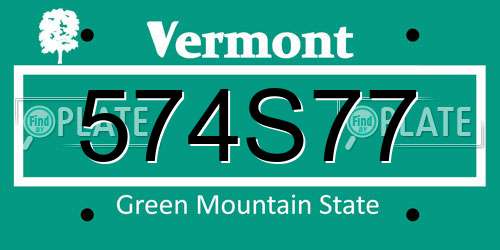 574S77 Vermont License Plate