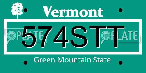 574STT Vermont License Plate