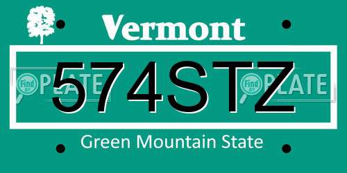 574STZ Vermont License Plate