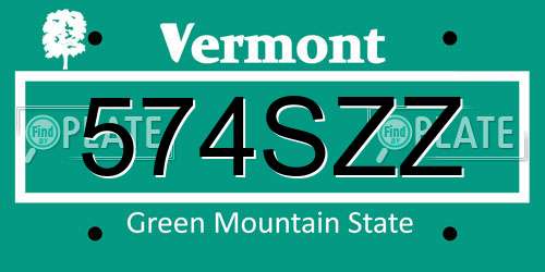 574SZZ Vermont License Plate