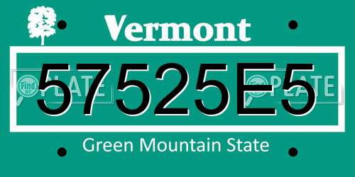 57525E5 Vermont License Plate