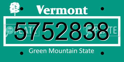 5752838 Vermont License Plate