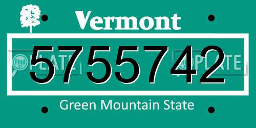 5755742 Vermont License Plate