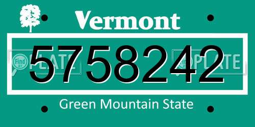 5758242 Vermont License Plate