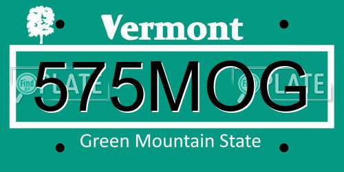 575MOG Vermont License Plate