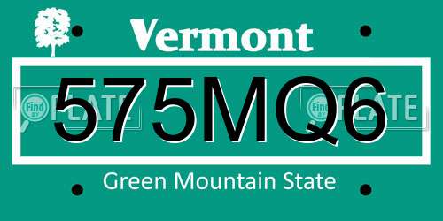575MQ6 Vermont License Plate