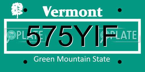 575YIF Vermont License Plate