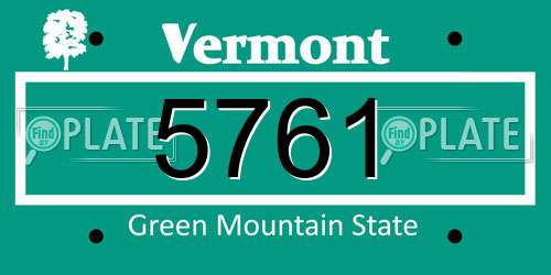 5761 Vermont License Plate
