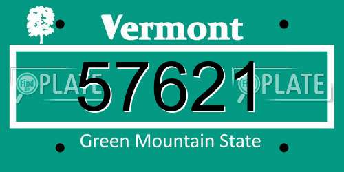 57621 Vermont License Plate
