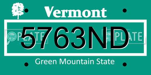 5763ND Vermont License Plate