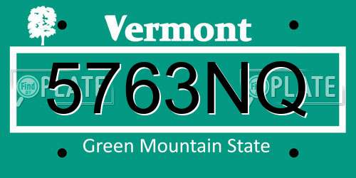 5763NQ Vermont License Plate