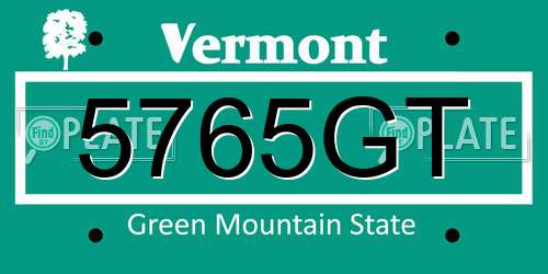 5765GT Vermont License Plate