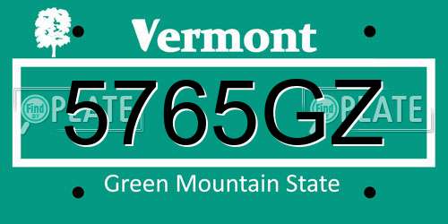 5765GZ Vermont License Plate