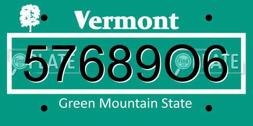 57689O6 Vermont License Plate