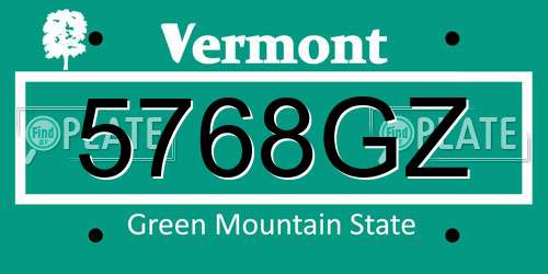 5768GZ Vermont License Plate