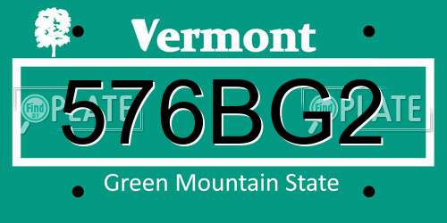 576BG2 Vermont License Plate