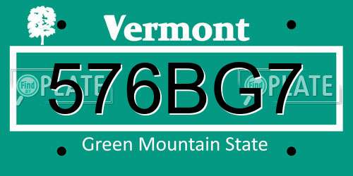 576BG7 Vermont License Plate