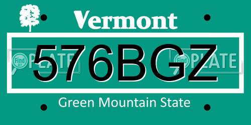 576BGZ Vermont License Plate