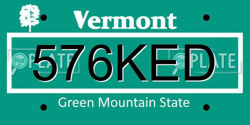 576KED Vermont License Plate