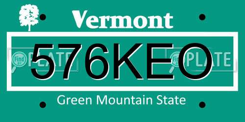 576KEO Vermont License Plate