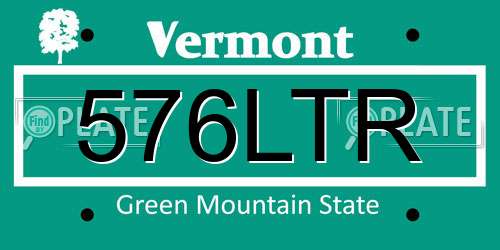 576LTR Vermont License Plate