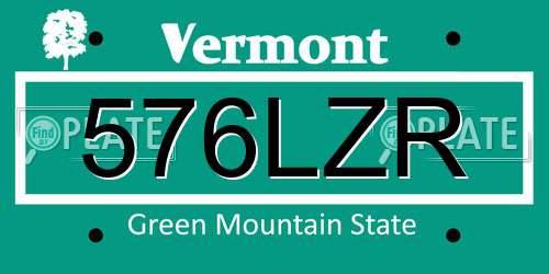 576LZR Vermont License Plate