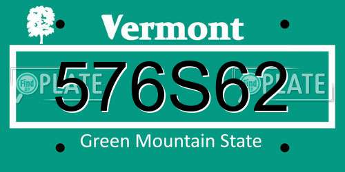 576S62 Vermont License Plate