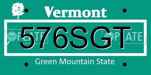 576SGT Vermont License Plate