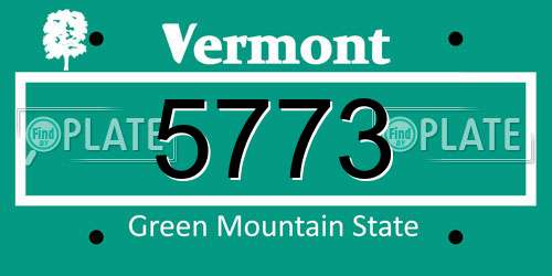 5773 Vermont License Plate