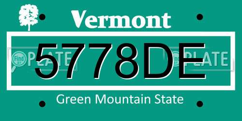 5778DE Vermont License Plate