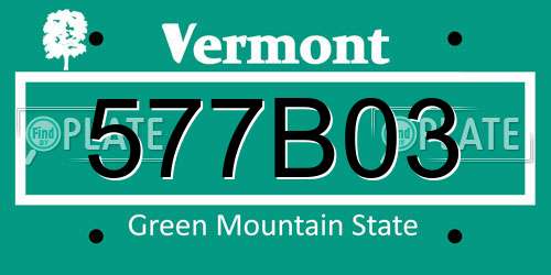 577B03 Vermont License Plate
