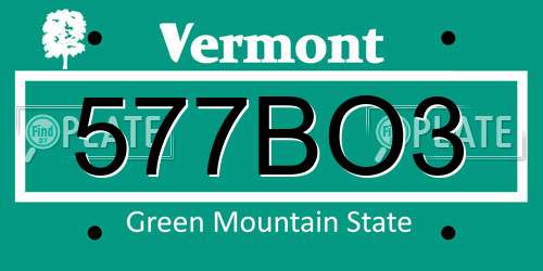 577BO3 Vermont License Plate