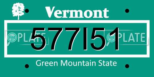 577I51 Vermont License Plate