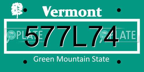 577L74 Vermont License Plate