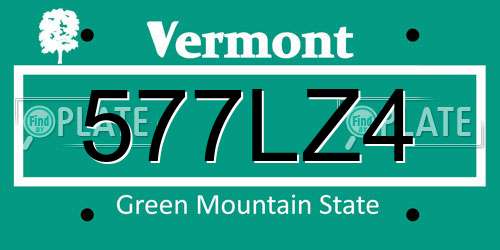 577LZ4 Vermont License Plate